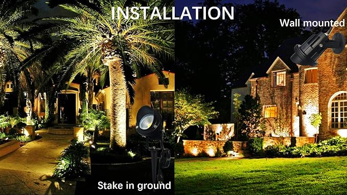 LED Outdoor Spotlight Flag Light 120V 10W Waterproof Spot Lights for Yard Flagpole House Tree Plug in Christmas Landscape Lighting (10W, Warmwhite)