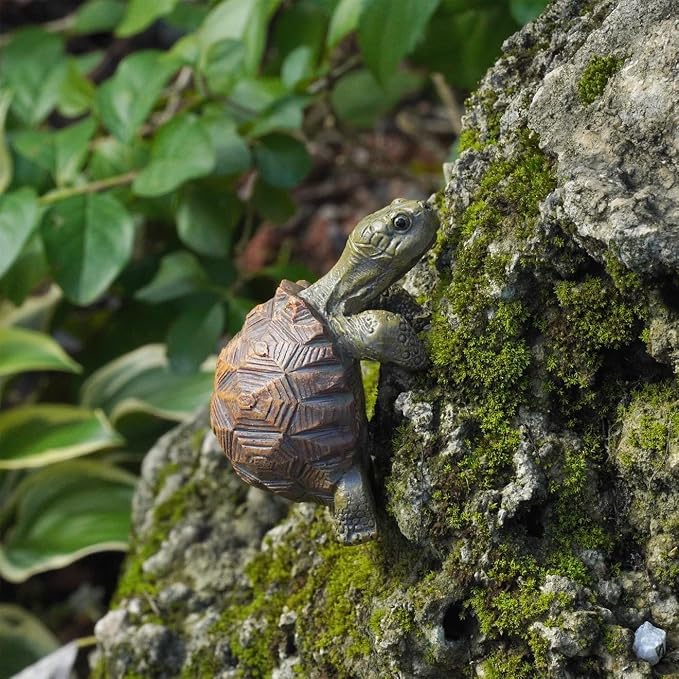 Turtle Statue Tortoise Figurine Tortugas Hanger Plant Pot Hugger | Resin Cute Turtle Ornament Desk Decor Plant Decoration Gift for Flower Pot Bonsai Planter Succulent Vase
