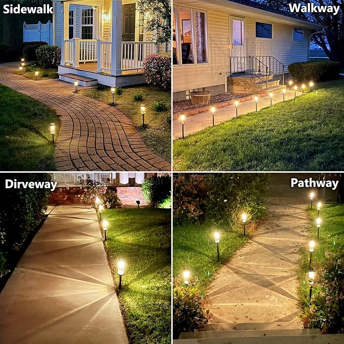 Bright Solar Pathway Lights Outdoor 8 Pack Solar Lights Outdoor LED Waterproof with 3000K Tungsten Filament Bulb Landscape Lighting for Yard, Driveway, Garden, Walkway, Lawn, Path | Solar Lights Outdoor for Yard Driveway Garden Walkway Lawn Path Decor,...