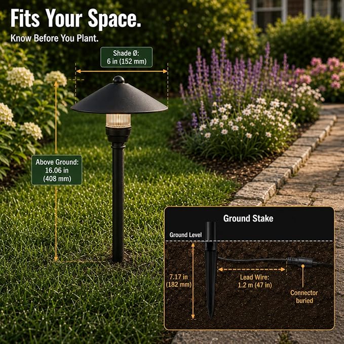 HIBOITEC 3W Low Voltage Pathway Lights 4 Packs, Bulb Replaceable Design | Aluminum Wired Path Lights 12V-24V AC/DC, Outdoor Waterproof Landscape Lighting for Yard Garden Walkway, ETL Listed