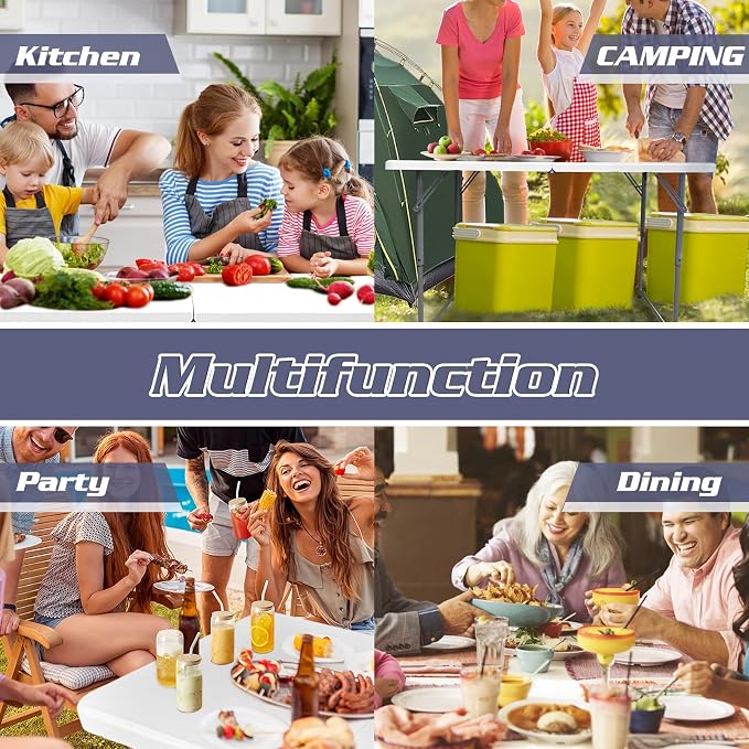4FT Folding Table Portable Foldable Outdoor Camping Card Table Easy to Store Lightweight Durable Multi-Use Ideal for Picnics Parties Events and Home Use