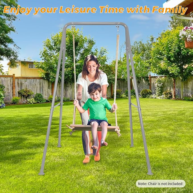 Swing Stand Only, Hammock Chair Stand, Heavy-Duty Metal Stand, Multi-Use Swing Frame for Indoor and Outdoor, Backyard, Max Load 300lbs, Hammock Chair not Included (Grey)