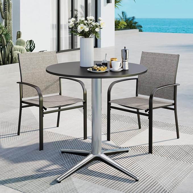 MFSTUDIO Outdoor Patio Bistro Table, Round Patio Dining Table for 2 to 4, 30" Metal Outdoor Side Coffe Table for Balcony Backyard Patio Garden or Indoor
