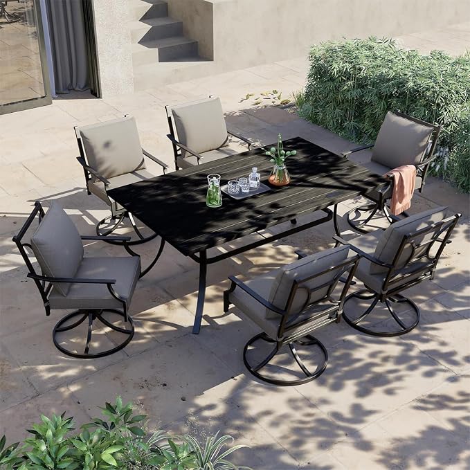Grand patio Patio Dining Set for 2, E-Coated Outdoor Dining Set, 2 Swivel Dining Chairs Outdoor Furniture Set with Olefin Cushions, Grey