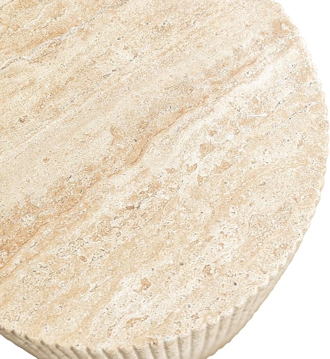LeisureMod Eden Modern Side End Table β Indoor and Outdoor Accent Table for Living Room, Bedroom, Patio, Balcony, Porch, Garden, Small Spaces in Travertine