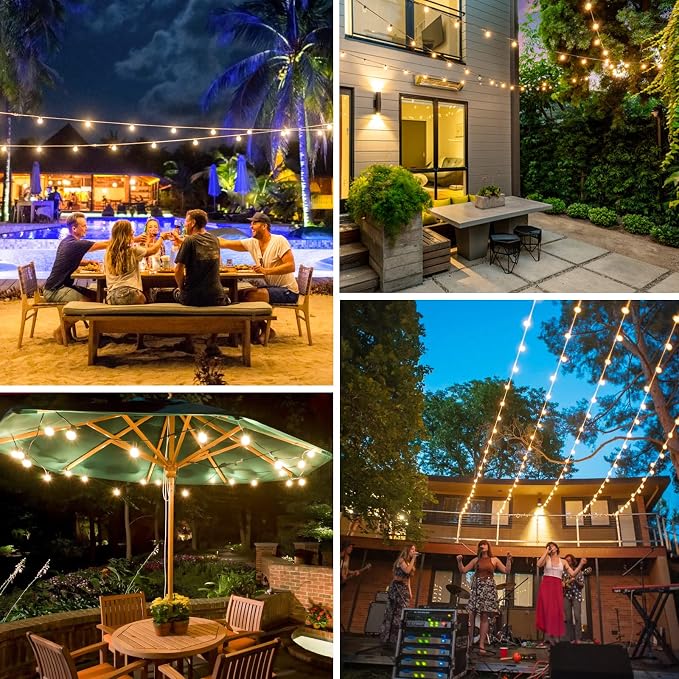 60FT Outdoor G40 LED Globe String Lights Dimmable | Waterproof Shatterproof Light Strings with 30 Bulbs Connectable Commercial Hanging Lights for Patio Backyard Balcony Party