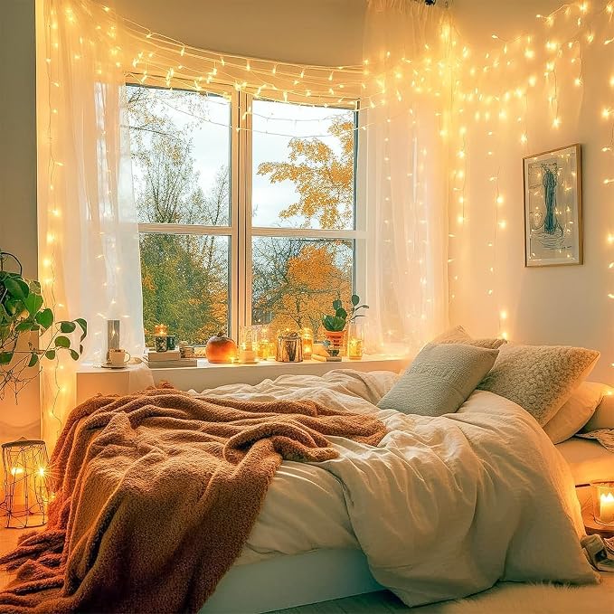 KAQ Connectable 240LED 88Ft String Lights Indoor Outdoor Timer, Warm White | Clear Wire Twinkle Fairy Lights Plug in with 13 Modes, IP44 Waterproof Design for Christmas Trees, Bedroom, Classroom, Patio