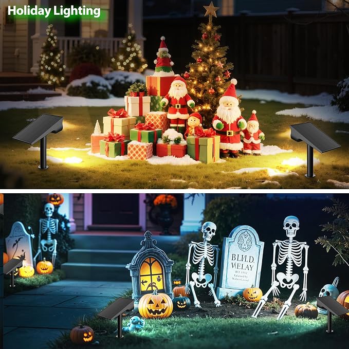 Lightonight Solar Spotlights Outdoor 2 Pack | 3 Color Temperatures Outdoor Lights, Remote Control Landscape Spotlights for Tree, Garden, Pathway, House and Wall Lighting