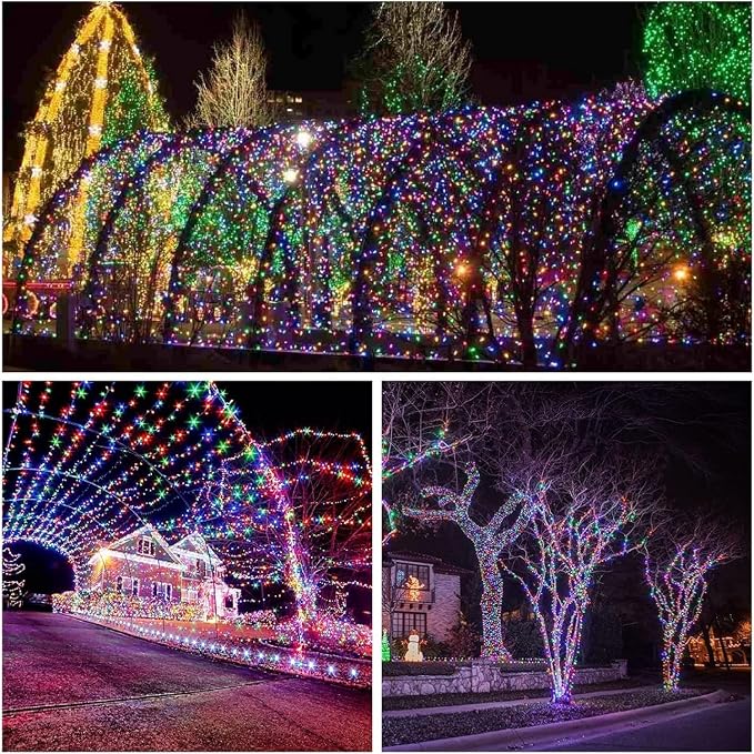 Solar Fairy Lights, 4 Pack Total 400LED 144FT Waterproof String Lights | Multicolor, Copper Wire, 8 Lighting Modes Solar Twinkle Lights for Tree Garden Patio Party Outdoor Christmas Decorations