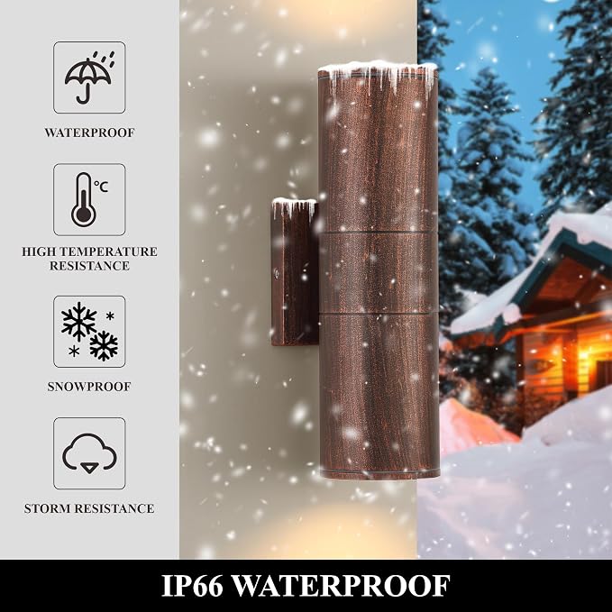 DAKAFUL Dusk to Dawn Outdoor Lighting Sensor Wall Lights 2Pack, 12W 2700K Integrated LED Cylinder Up Down Lights Outdoor, IP65 Waterproof Aluminum Wall Sconce Exterior Wall Light for Porch Patio etc.