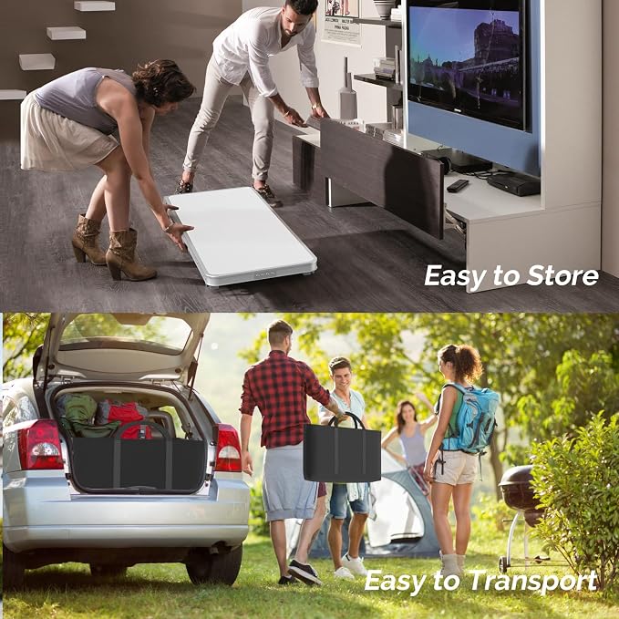 VINGLI 43" Portable Bar Table, 3-Tier Shelves, Carry Bag,Mobile Bar Table for Events, Party, Camping, Picnic, Tradeshow, Outdoor & Indoor with Black Skirt(2, 43") (2) (White, 78")