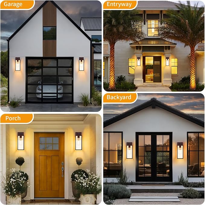15'' Oil Rubbed Bronze Motion Sensor Outdoor Front Porch Light Fixtures Wall Mount, 2 Pack Waterproof Exterior Wall Sconce, Large Lantern Lamp,Outside Coach Light for House,Garage,Yard
