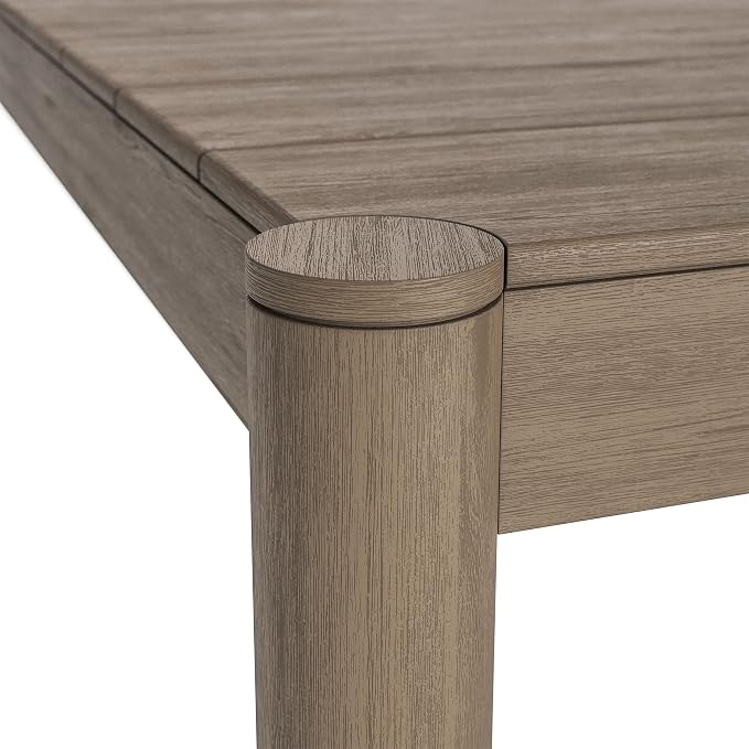 Modway Eleni 89-Inch Outdoor Teak Wood Dining Table in Weathered Gray – Rectangular Patio Dining Table with Slatted Top for Patios, Decks, Or Gardens