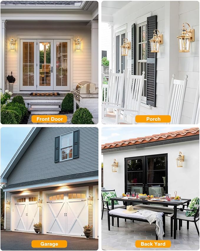 VIANIS Outdoor Wall Lights, Motion Sensor Exterior Light Fixtures Wall Mount, Waterproof Modern Gold Outside Front Porch Light, Anti-Rust Aluminum Outdoor Wall Sconce for House Garage