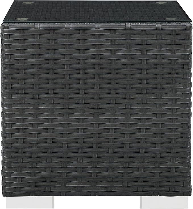 Modway Sojourn Wicker Rattan Outdoor Patio Side End Table in Chocolate