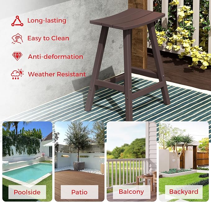 Costaelm Outdoor Bar Table, 37" Counter Height Round Patio Cocktail Bar Table, Patio Bar Table 3-Pieces Set Bistro Dining Table Pub Table for Deck, Backyard, Garden, Dark Brown