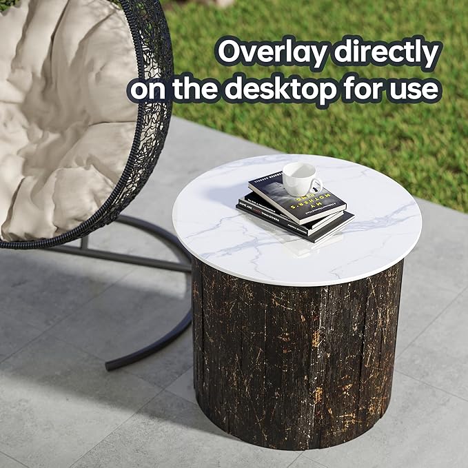 Round Sintered Stone Table Top, 59" White Marble Desktop, DIY Replacement & Cover, Scratch & Wear Resistant, Easy to Clean, Suitable for Indoor & Outdoor