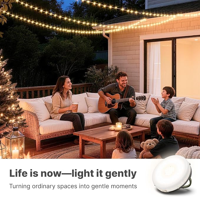 Solar Camping String Lights, 5400mAh/ 49.2FT/ 11 Modes Rechargeable | Camping Lights Outdoor/Indoor, 4-in-1 Quick Storage Fairy Tent Lights Portable LED Lamp for Patio Yard Party Decor Essentials