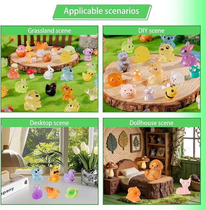 150 Pcs Mini Resin Animals Variety Pack,Assorted Tiny Figurines for Dollhouse Miniature Landscapes and Garden Decor