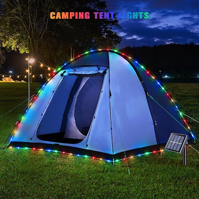 JMEXSUSS Solar Trampoline Lights, 2 * 200 LED Solar Rope Lights | 66ft IP 65 Waterproof Camping Light Outdoor, 8 Modes Trampoline Accessories for Camp Ladder Slide Tent (Multicolor)