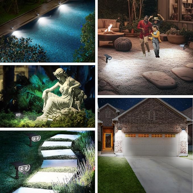 Linkind Solar Spotlights Outdoor Waterproof Dusk to Dawn Cool White 2 Pack | StarrayS Mini, 2 Lighting Modes, 6500K, IP65, Adjustable Head for Landscape Garden Yard Patio Flag Tree Backyard Pathway