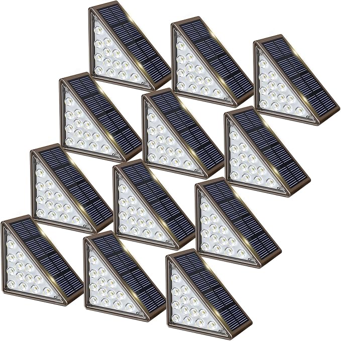 JOFIOS Solar Step Lights - 12 Pack, Waterproof IP67, Deck & Staircase Lights, Patio & Front Step (Cool Brown)