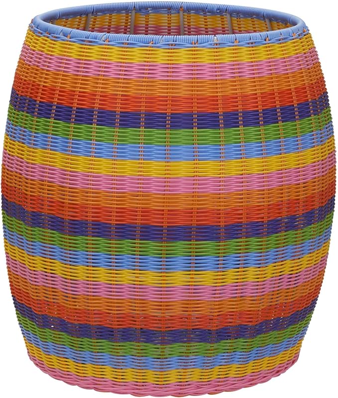 Household Essentials Handwoven Resin Barrel Side Table, Multicolor