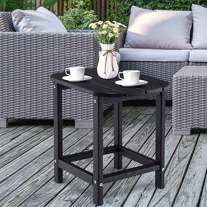Giantex Side Table Outdoor Small Patio Table 18” Adirondack Table, Weather Resistant End Tables, Outside Square Tea Table for Patio, Backyard, Poolside, Garden, Balcony (1, Black)