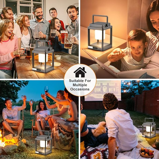 Solar Outdoor Table Lamp: Outdoor Lanterns for Patio Waterproof,Portable Rechargeable Solar Lamp