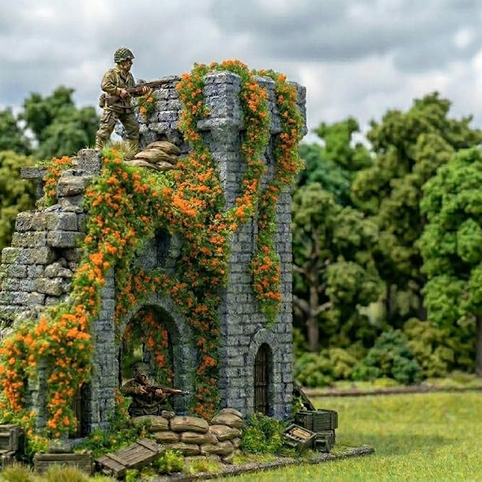 Realistic Miniature Vines - Hanging Moss Scenery for Diorama Supplies & Model Building - Mini Miniature Plants for Rainforest, Dollhouse, Fairy Gardens, Crafts DIY, Tabletop Wargaming (Orange)