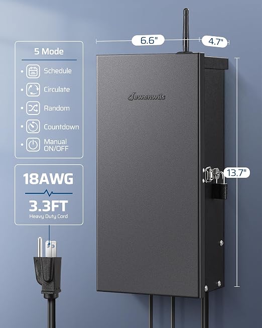 DEWENWILS 300W WiFi Smart Low Voltage Transformer with 3 Zones 300W | 120V AC to 12/14V AC, Compatible with Alexa & Google Assistant, Outdoor Smart Low Voltage Transformer for Outdoor Scenes