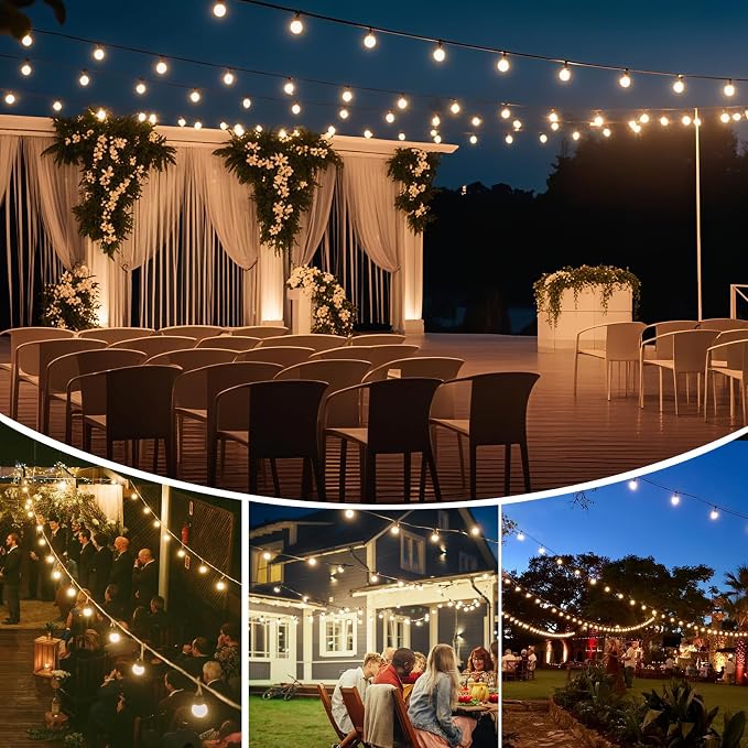 Yusist 240FT Solar String Lights Outdoor Waterproof with Remote, G40 Solar Powered String Lights with 80+3 LED Shatterproof Bulbs, Dimmable Solar Patio Hanging Lights for Outside Backyard Party