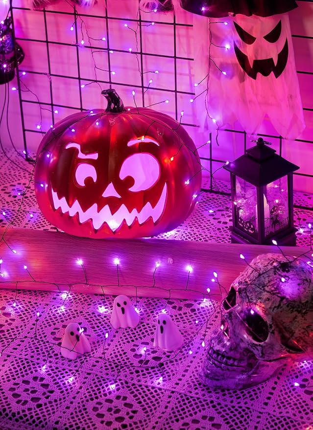 240 LED Solar Fairy Lights Outdoor Waterproof IP65, 20FT 8 Lighting Modes | Solar Christmas Lights Outdoor Waterproof Cascading Twinkle Lights Balcony Garland Patio Christmas Decorations, Purple