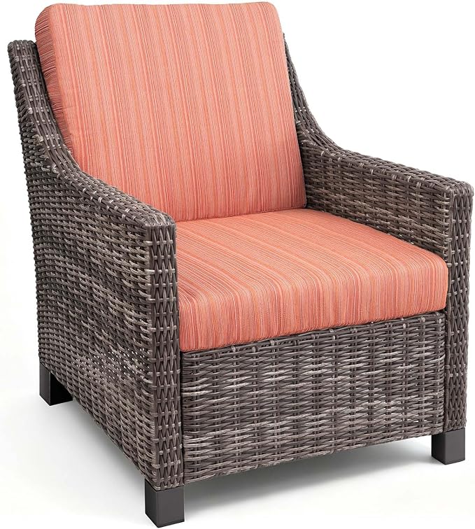 Wicker Patio Conversation Set, Outdoor Patio Chair Set with Deep Seating, Wide Armrests & Thick Cushions, All-Weather Outdoor Furniture Set for Patio, Porch, Deck & Backyard
