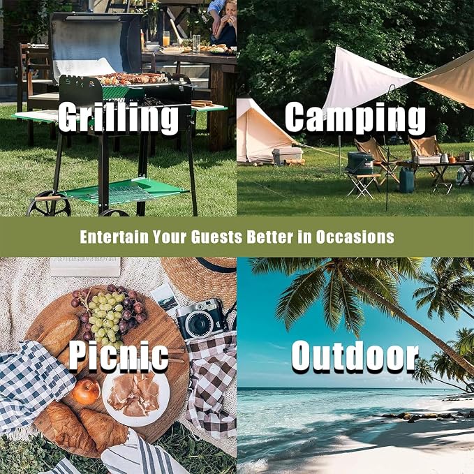 2 Tiers Portable Folding ice Cooler Table with Storage Rack & Drain Hose, Perfect Picnic Table for Camping, Beach, Backyard Parties, Weddings, Events, Black