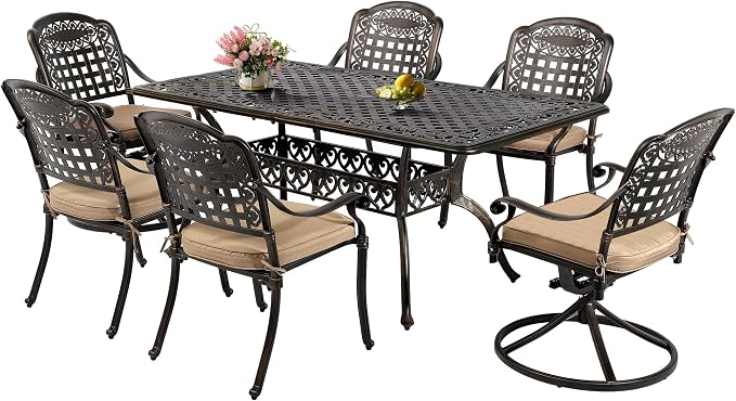 TITIMO 60" Outdoor Patio Bistro Rectangular Dining Table with 2" Umbrella Hole