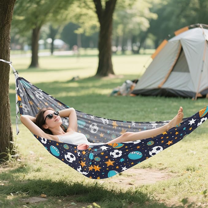 Camping Hammock Outdoor Hammocks for Outside Ball and Star Beach Trees Portable Lightweight with Pockets Tree Straps Indoor