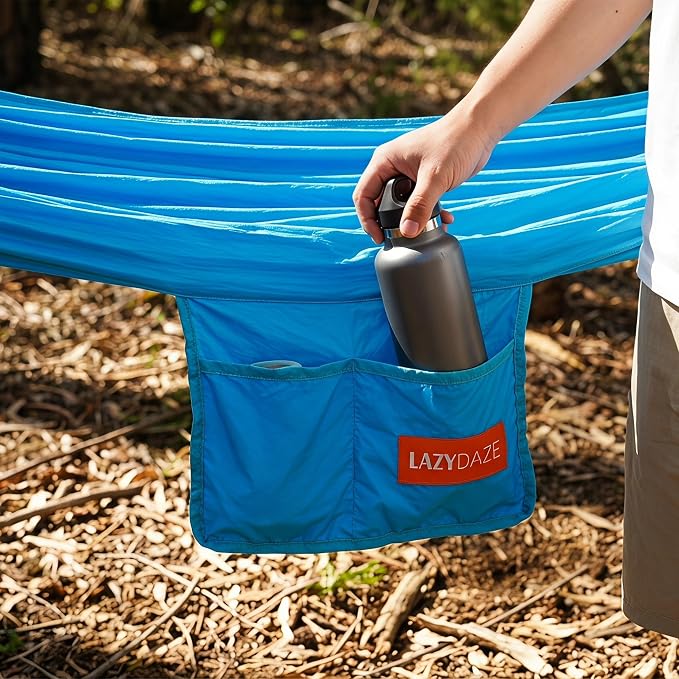 Lazy Daze Hammocks Camping Hammock with Curved Spreader Bar, Portable Hammock with Tree Straps, Carrying Bag, Carabiners for Outside, Hiking, Outdoors, 450lbs Capacity, Aqua