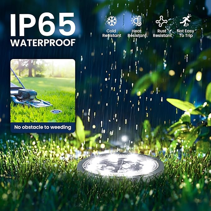 SOLPEX 16 Pack Solar Ground Lights Outdoor, Backyard Decor Cool White | IP65 Waterproof Stainless Steel Landscape Lighting for Walkway, Driveway, Pathway, Garden, Patio