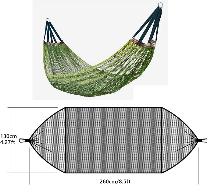 RANIT Outdoor Hammock, Super Soft and Breathable Nylon Mesh Hammock - Maximum Load of 650 LB (Army Green)