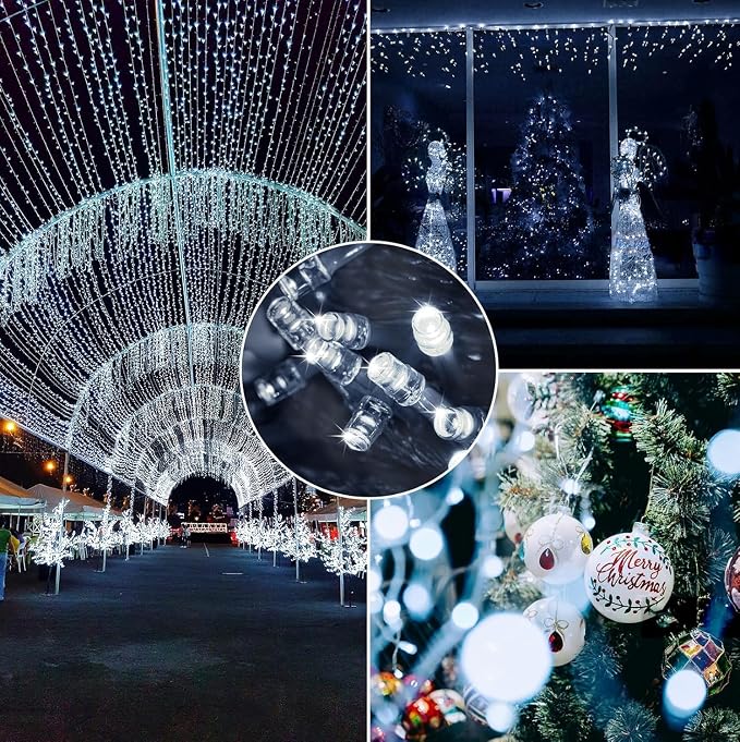 180FT 500LED Extra-Long String Lights Indoor Outdoor Clear Wire, Cold White Christmas String Lights, Plug in Twinkle Fairy Light With Timer and Memory For Wedding Patio Tree Yard Christmas Decorations
