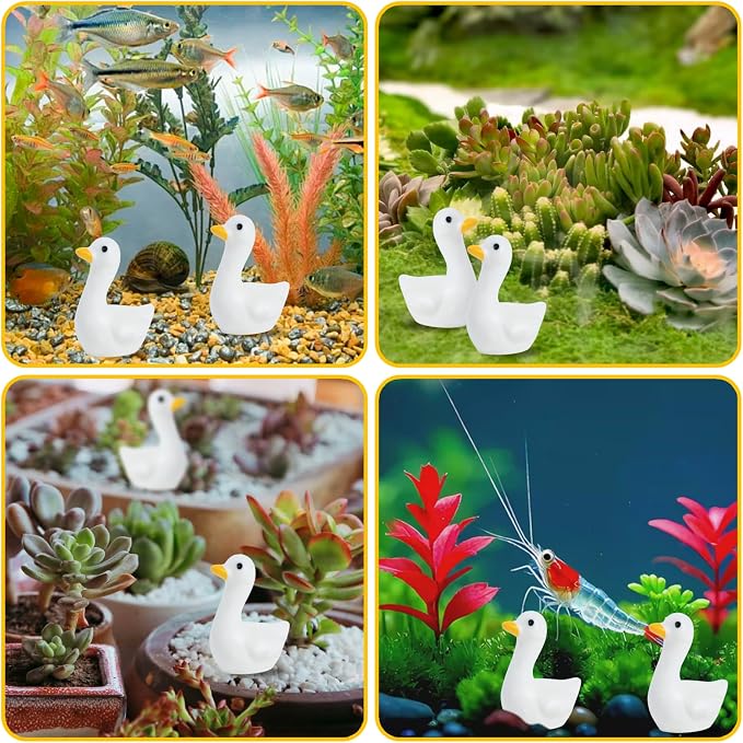 60Pcs Mini Tiny Geese, Resin Goose Figurine | Handcrafted Small Desk Animals Decor, For Porch Cake Toppers, DIY Crafts, Micro Landscape Ornaments, Animals Statues