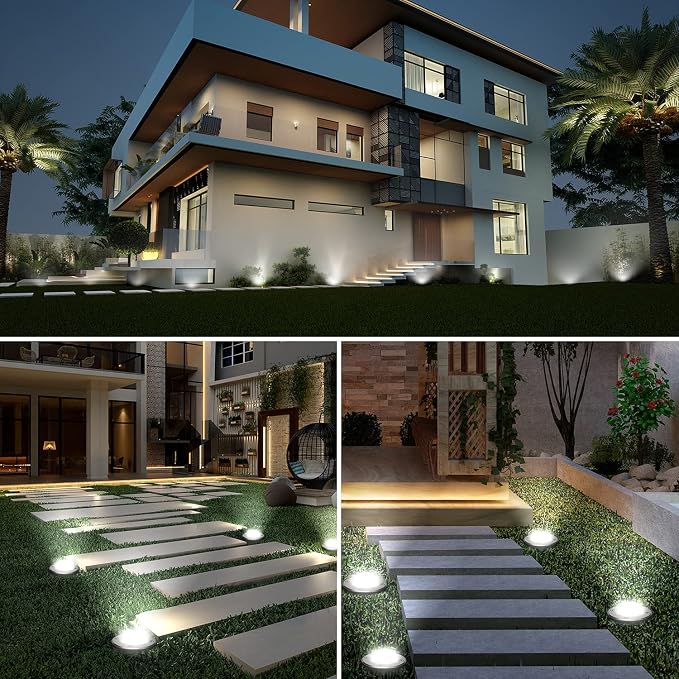 JESLED Outdoor Landscape Lights, Low Voltage In Ground Well Lights, 6 Pack | 6000K Warm White, 6W LED, 12V/24V, IP67 Waterproof, 5-Ton Pressure Resistant & 90° Beam for Driveway Decks Step Garden