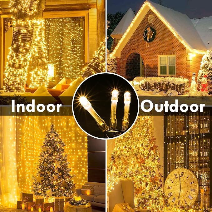 180FT 500LED Extra-Long String Lights Indoor Outdoor Clear Wire, Warm White Christmas String Lights, Plug in Twinkle Fairy Light With Timer and Memory For Wedding Patio Tree Yard Christmas Decorations