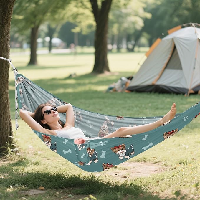 Camping Hammock Outdoor Hammocks for Outside Cute Puppy Paw Beach Trees Portable Lightweight with Pockets Tree Straps Indoor Small