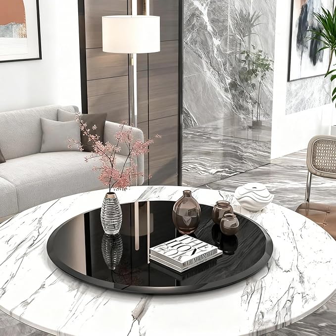 30 Inch Round Black Tempered Glass Table Top, Black Table Surface Protector, Safe 1/4" Thick-Round Polished Edge, Replacement Glass Top for Home, Office, Patio, Outdoor/Indoor