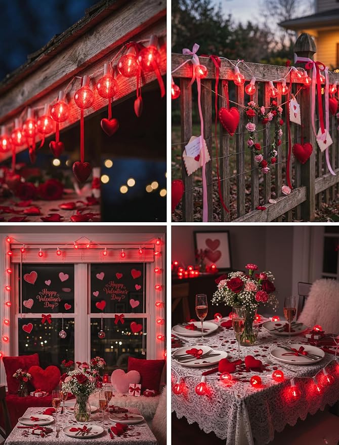 25FT G40 LED Red Outdoor String Lights Waterproof, Hanging Patio Lights with 27 LED Shatterproof Red Globe Bulbs, Outdoor Christmas Decorative Lights for Patio Backyard Garden Valentine’s Day Party
