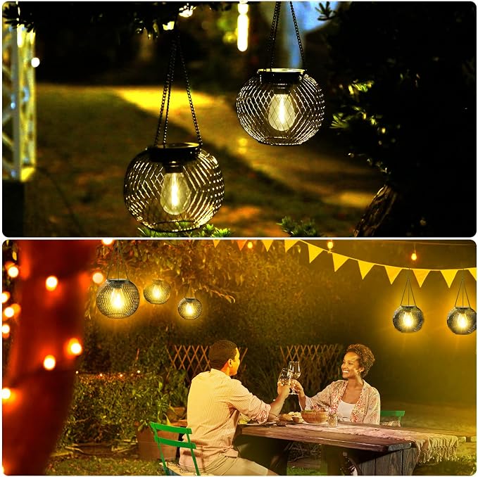 Solar Lantern Outdoor Waterproof, KagoLing Upgraded Hanging Solar Lights Outdoor Garden Decorations Decorative Lighting Solar Powered Waterproof Tree Lantern for Garden Yard Patio Pathway, 4 Pack | Hanging Solar Lights Outdoor Garden Decorations Lighti...