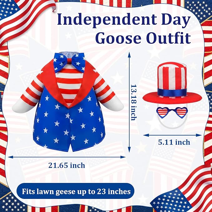 4th of July Goose Outfit with American Flag Patriotic Porch Goose Costume