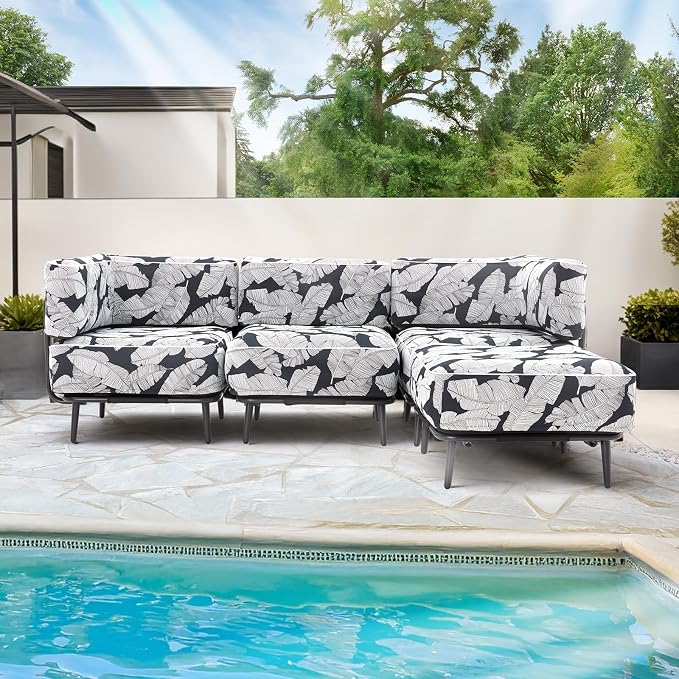 MELLCOM Inflatable 4 Pieces Sofa Set, All-Weather Waterproof Pool Furniture Set for Patio Beach Yard Poolside